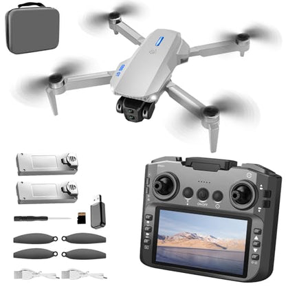 E88 PRO Drone with 4.92-Inch Screen Controller, 2 batteries. - color: White- 2batteries