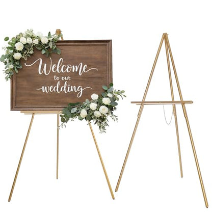 DJAR 63" Wooden Easel Stand for Sign, Adjustable Height, Gold - color: Gold, size: 1pc