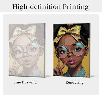 HeeBenor Framed Paint by Numbers Kit for Adults, Black Women, 8x12 Inch - color: Black Women 043
