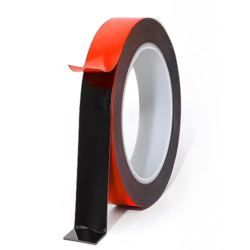 Bababooey Heavy Duty Double-Sided Automotive Emblem Tape, 0.6in x 16.4ft Strong PE Foam Mounting Tape for Car Trim, Badges, Moldings, Spoilers, Weatherproof Heat-Resistant Auto Attachment