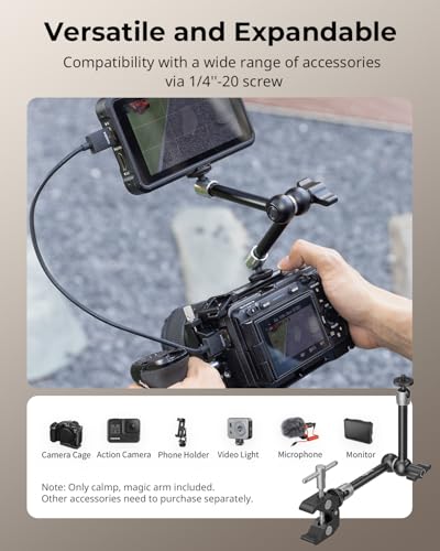 SMALLRIG 9.8 Inches Magic Arm Clamp Kit with 1/4" and 3/8" Threaded Holes - size: 9.8''+arm only