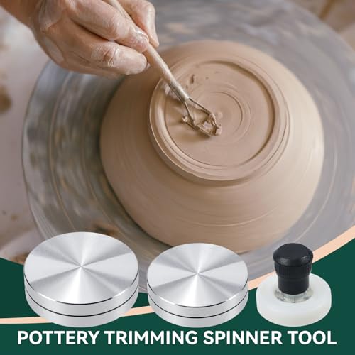 Solryne 3 Pack Pottery Trimming Spinner Tool - Rotary Trimming Tools for Pottery Wheel (30mm, 38mm, 45mm), for Potters & Beginners