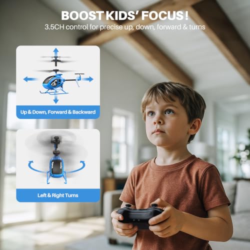 SYMA S100 Mini RC Helicopter for Kids, Indoor Flying, Altitude Hold, Blue - color: Blue