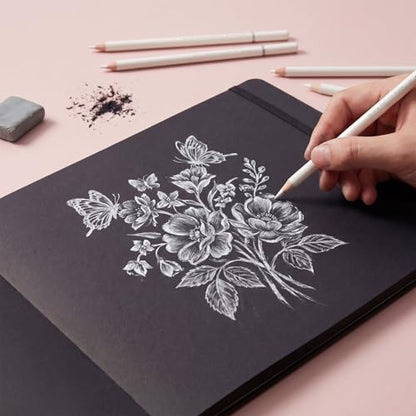 160 GSM Black Paper Sketchbook 9 × 12 in, 50 Sheets Black Paper Notebook - size: 9×12 Inch (1 Pack)