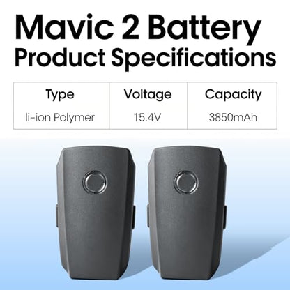2 Packs Mavic 2 and Mavic 2 Pro Intelligent Flight Battery (3850mAh 15.4V) Max 31 Minutes Flight Time Replacement Battery for DJI Mavic 2 Pro/2 Zoom/Enterprise Advanced Series Drone - style: Mavic 2/2 Pro/Zoom/Enterprise Advanced Series Battery*2
