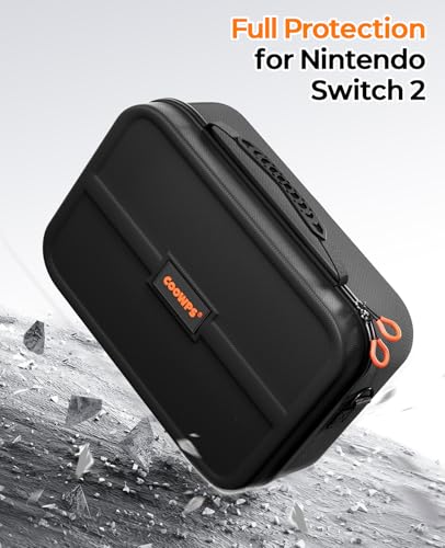 COOWPS for Nintendo Switch 2 Case, 2-Pack Screen Protectors, 6 Thumb Grips - color: Black&Orange