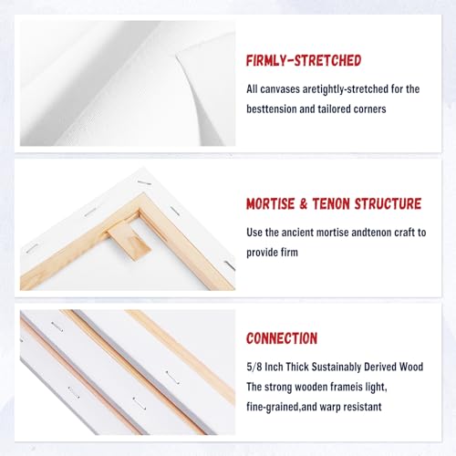 12x12 Canvas for Painting, 6 Pack Primed Stretched Canvases for Art - size: 12*12-6