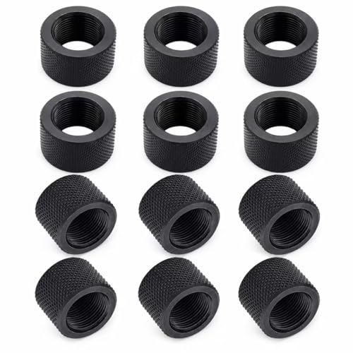 12-Pack 6 x 5/8x24 & 6 x 1/2x28 Thread Protector, Steel - color: Black 6P-5/8x24 & 6P-1/2x28