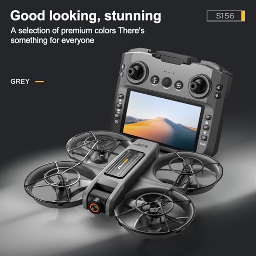 RC Drone With Screen On Controller (4.92in), UHD Dual Camera, Brushless Motor, Optical Flow Hovering, 360° Propeller Guard, 6-Axis Gyro, Headless Mode, One-Key Takeoff/Landing, 3-Speed Adjustable, 50X Zoom, Gesture Control, Trajectory Flight, Night LED, 2