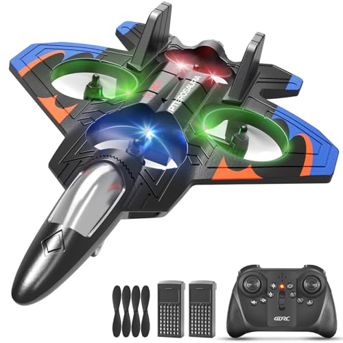 Foam Remote Control Airplanes RC Planes for Kids Adults, RC Airplane Fighter Jet with Light, 360° Flip Fighter Jet Toys, Stunt Roll, Airplane Toy Gifts for Kids Boys - color: Blue-2batteries