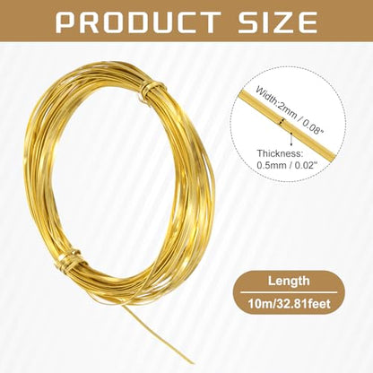 uxcell 2mm Aluminum Craft Flat Wire,33Ft 0.5mm Thickness Yellow - color: Yellow, size: 33Ft