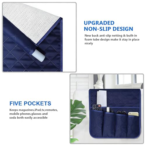 Armchair Caddy for Recliner, Non Slip Sofa Arm Organizer, Deep Blue - color: Deep Blue