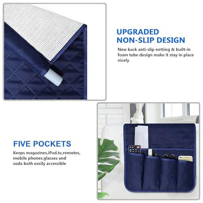 Armchair Caddy for Recliner, Non Slip Sofa Arm Organizer, Deep Blue - color: Deep Blue