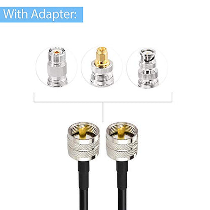 Superbat RG58 PL259 CB Coax Cable 10ft + 3pcs SMA BNC SO239 Adapter Kit - size: 10 ft