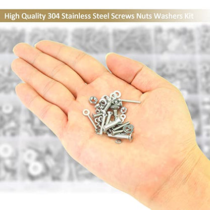 1285 Pieces M2 M2.5 M3 M4 Countersunk Head Socket Cap Screws Nuts Washers Assortment Kit, 304 Stainless Steel, Fully Machine Thread - size: M2 M2.5 M3 M4, style: Countersunk Head Socket Cap