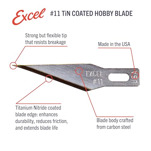 Excel Blades #11 Titanium Nitride Hobby Blades, 50-Pack, Carbon Steel