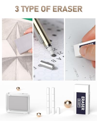 Nicpro Art Drawing Supplies Kit with Metal Drafting Pencil 0.5 & 0.7 & 0.9 & 2mm