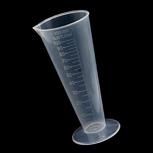 100mL Plastic Graduated Measuring Cup Capacity Beaker Cone Shape Round Base Labs Kitchen Clear, 2Pcs