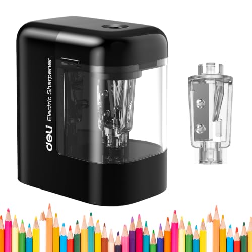 Deli Electric Pencil Sharpener, Battery Operated Portable Pencil Sharpener - color: Black