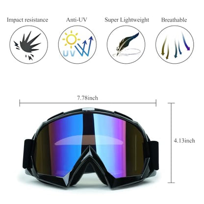 ATV Goggles - 2-Pack Wide Vision Off-Road & Motocross Goggles - color: White Frame+black Frame（color Lens）