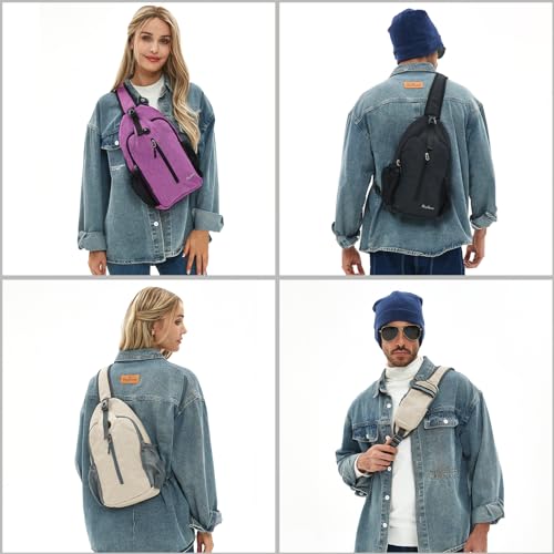 MAYLISACC Sling Bag Reversible Crossbody Chest Daypack Lightweight Hiking - color: Purple