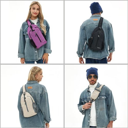 MAYLISACC Sling Bag Reversible Crossbody Chest Daypack Lightweight Hiking - color: Purple