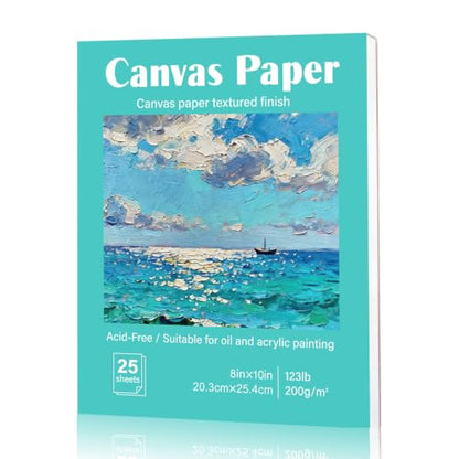 25 Sheets Canvas Paper Pad 8x10 Inches, 200GSM Canvas Sheets for Painting - color: 8”x10”