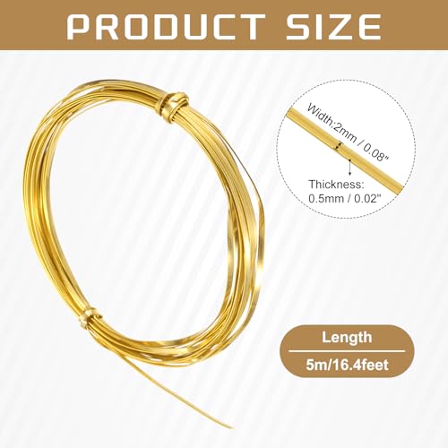 uxcell 2mm Aluminum Craft Flat Wire,16Ft 0.5mm Thickness Yellow - color: Yellow, size: 16Ft
