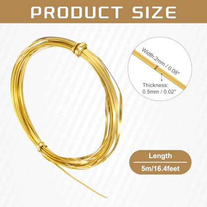 uxcell 2mm Aluminum Craft Flat Wire,16Ft 0.5mm Thickness Yellow - color: Yellow, size: 16Ft