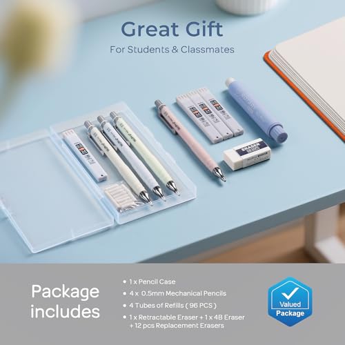 Nicpro Cute Mechanical Pencil Set, 4PCS 0.5mm Pastel Drafting Pencils - style: 0.5mm