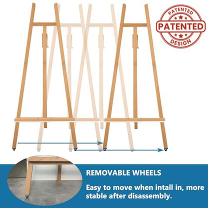 A-Frame Wooden Display Easel, Lyre Beechwood Studio Easel Stand, Natural - color: Natural