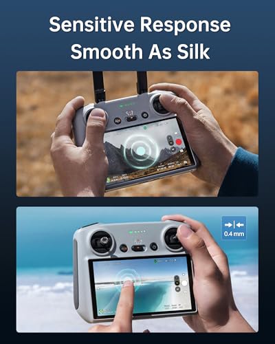 LKTOP Screen Protector+Lanyard for DJI 𝗥𝗖/𝗥𝗖𝟮 Remote Controller Accessories, HD Tempered Glass Film 50-63'' Adjustable Neck Strap for DJI Mini 4/3 Series, Mavic 3 Series, Air 3, Air 2S Drone
