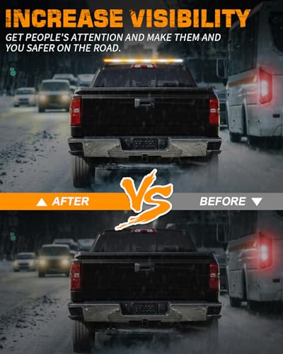 XRIDONSEN 45.5" 128 LED Roof Strobe Light Bar Amber White Warning Lights - color: Amber/White