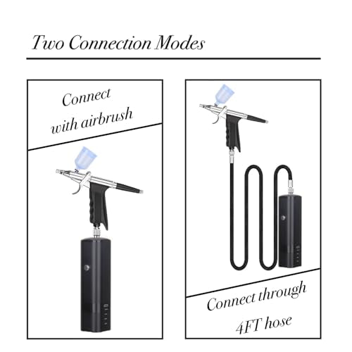 High Pressure Airbrush Kit, Rechargeable Cordless - color: Black