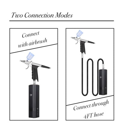 High Pressure Airbrush Kit, Rechargeable Cordless - color: Black
