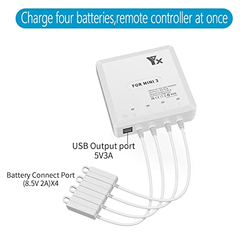 Battery Charger for DJI Mini 4 & Mini 3 Pro Drone, 6 in 1 Rapid Multi Charging Hub, Simultaneous Charge 4 Batteries