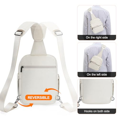 Cwatcun Camera Bag Sling Canvas, Crossbody Case with Rain Cover - color: Beige, size: Small