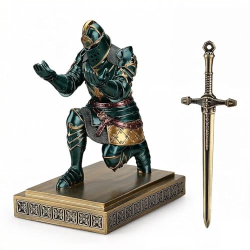 King's Guard Knight Pen Holder with a Letter Opener Desk Organizers Green - color: Green