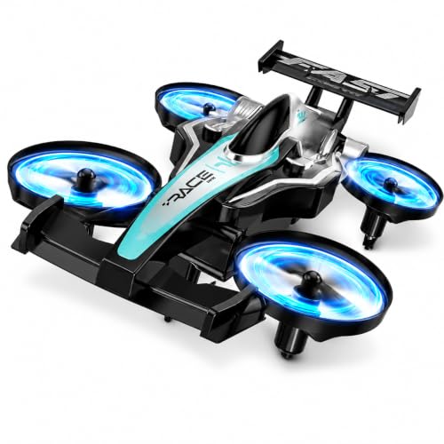 DEERC HT35 2-in-1 Mini Drone Car for Kids | Remote Control Car, 360° Flips, Circle Flight, One-Key Takeoff/Landing, Headless Mode, Auto Hover, 3 Speeds, 2 Batteries - color: Green
