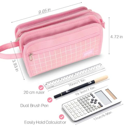 Sooez Large Pencil Case, Pencil Pouch, Pencil Bag, Pencil Box, Navy Blue - color: Navy Blue
