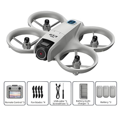 Drone with Camera for Adults & Beginners, 1080P HD FPV Drone with 4.3" Screen Remote Controller, Optical Flow Hovering, Intelligent Obstacle Avoidance, Auto Takeoff/Landing, 360° Flips, Quadcopter Kit with 3 Batteries & Charging Station