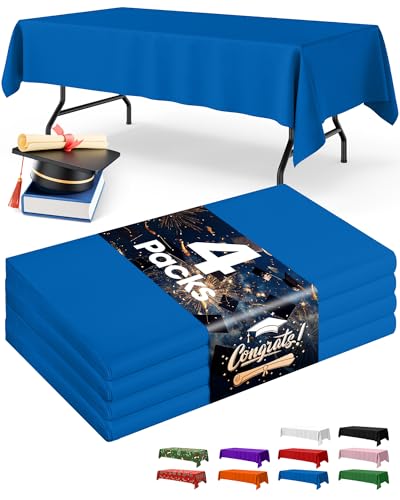 Niuara Blue Plastic Table Cloth Disposable, 4 Pack, 54 x 108 in - color: Blue, size: 54" x 108" - 4 Packs