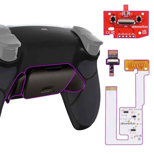 eXtremeRate Black Real Metal Buttons RMB RISE V3 Remap Kit for PS5 Controller BDM-030 040 050, Rubberized Grip Bottom Shell Upgraded Programable Back Buttons Set for PS5 Controller - NO Controller - color: Black