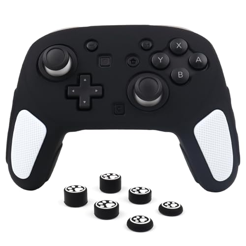 RALAN Controller Skin with 6 Thumb Grips for Switch 2 Pro Controller, Anti-Slip Silicone Controller Cover Protector Case - color: White