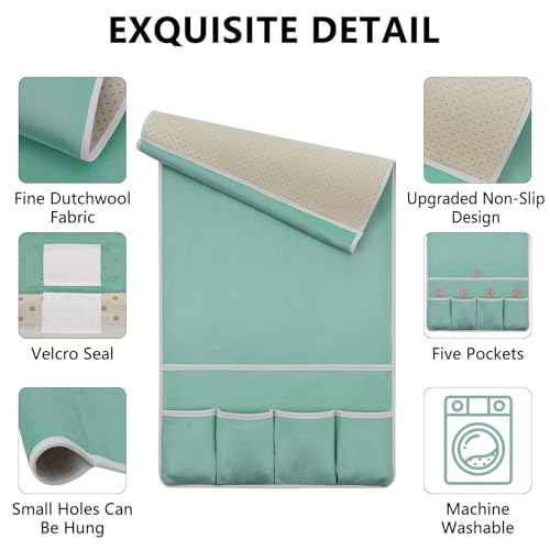 Remote Control Holder for Armchair Caddy, Remote Holder with 5 Pockets - color: MintGreen, size: 35"x18"