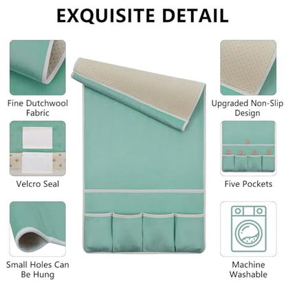 Remote Control Holder for Armchair Caddy, Remote Holder with 5 Pockets - color: MintGreen, size: 35"x18"