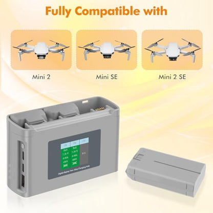 Mini 4K/2 Battery Charging Hub and 2 Pack 2400mAh Intelligent Flight Battery, Compatible With DJI Mini 4K/2/SE, 31mins Max Flight