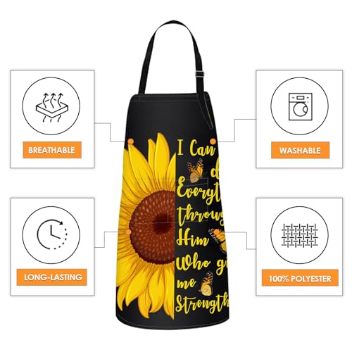 Britimes Apron with Pockets, 32x28 inch, 2 Pack, Sunflower - color: Black Yellow