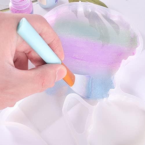 Szecl 8Pcs Double Ended Silicone Spatula Tool for Epoxy Resin 4Pcs Brush Mini Spatula Scraper Set 3 Sizes Stir Sticks DIY Mixing Resin Liquid Last Drop Spatula Silicone Long Spoons for Thin Jar, Paint
