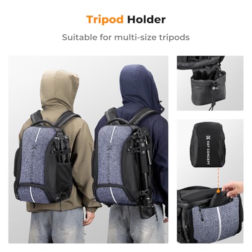K&F CONCEPT Camera Backpack,25L Large Capacity Camera Bag for Photographers - color: 01-black-grey, size: 25L